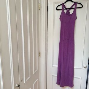 Athleta Sleeveless Heathered Purple Maxi Dress w/ Shelf Bra, Form Fit, size M